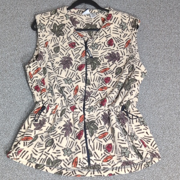 The North Face Jackets & Blazers - Vintage 1997 The North Face Fall Leaves Fleece Vest Size Large Cinchable 🍂